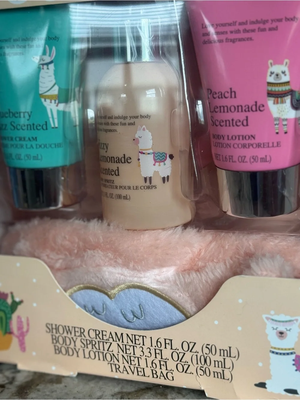 Llama Bath Trio Gift Set - Teal, Peach & Pink